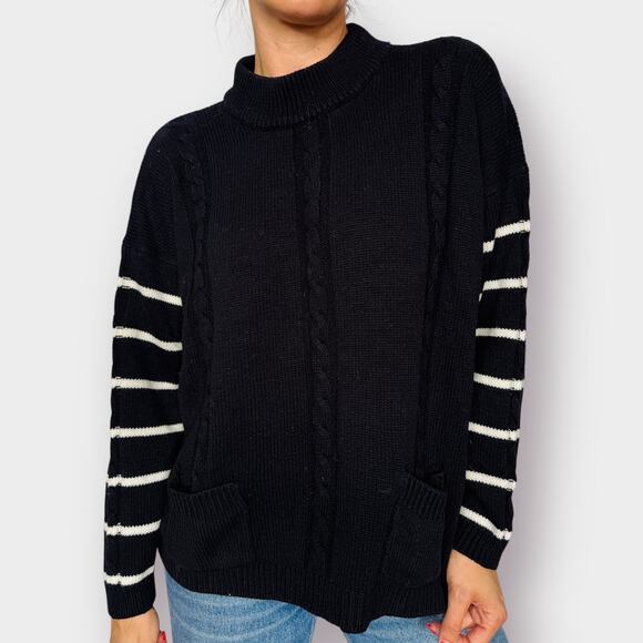 Vintage 80s Extra Touch Black White Sweater Size 2X - Picture 3 of 6